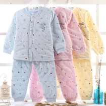 Xiaolingbao winter clothes infant cotton clothes off thin cotton set cotton baby thermal underwear set men and women