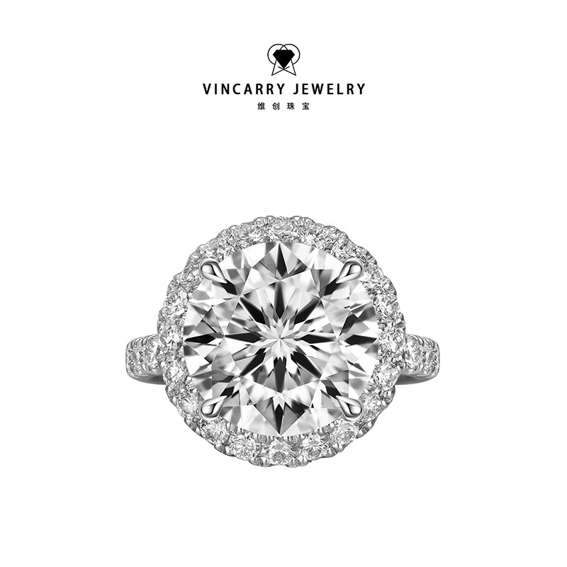 VINCARRY 18K gold cultivated diamond ring women's light luxury artificial diamond niche customized ring