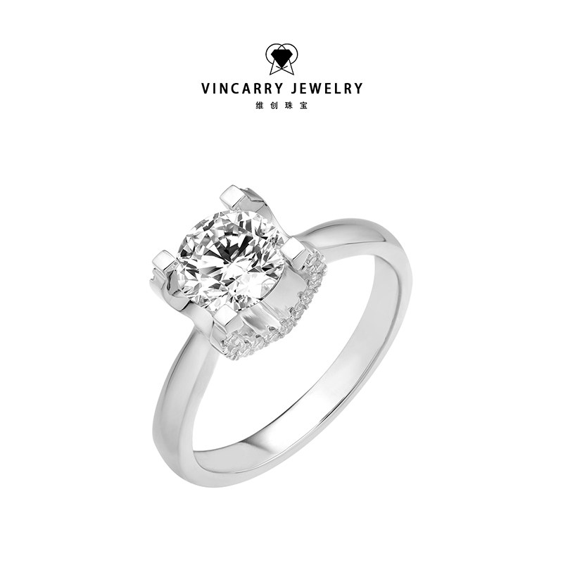 VINCARRY 18K gold cultured diamond four-prong ring