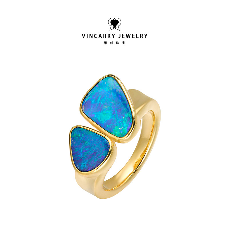 VINCARRY 18K gold cultured sapphire ring gift jewelry customized niche original new color treasure