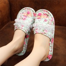 Fabric slippers large size mens neutral comfortable home cleaning girls mens cloth bottom autumn pattern pink cloth surface