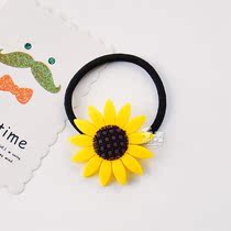 Cute smiley face head rope large sun flower silicone hair ring Hair rope Sunflower small fresh ponytail leather band holster