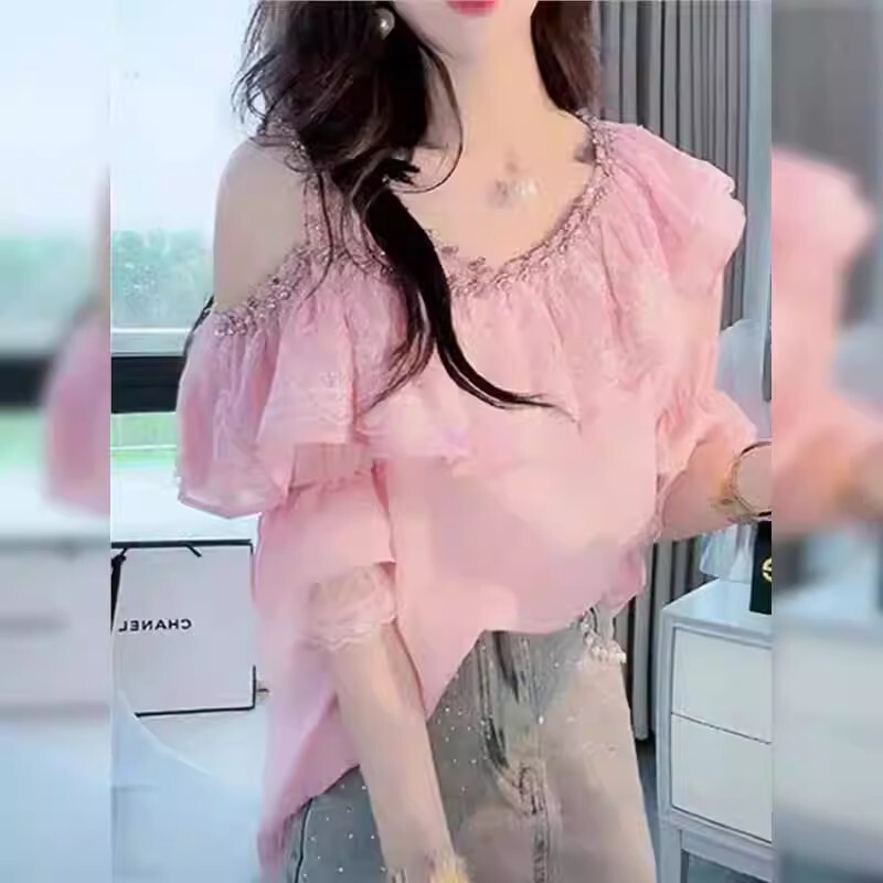 2026 Summer New Women's Fashion Shirt, Faux Two-Piece, High-End, Light Luxury, Age-Reducing, Stylish Short-Sleeve Top, Hot-Selling Item