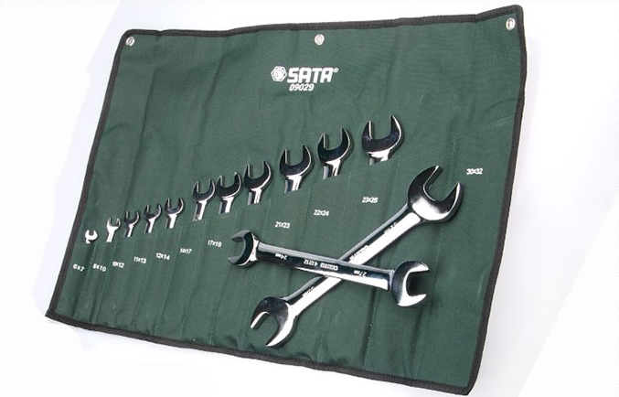 Shida full polished double open wrench set double head set 08010 08009 09029