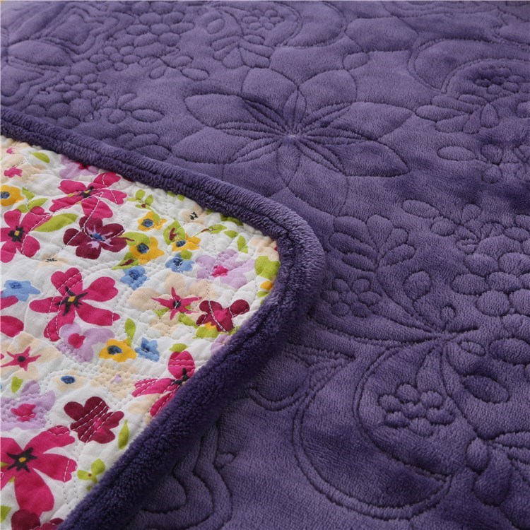 Một mảnh giường flannel bao gồm thêu vải chắp vá chăn điều hòa không khí chăn là đôi bên bông vận chuyển bên nhung - Trải giường ga nệm đẹp