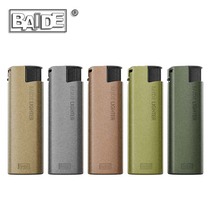 BAIDE windproof straight-through lighter metal inflatable electronic high-end advertising custom printed logo