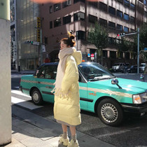 2022 goose yellow white duck down jacket womens medium and long milk yellow jacket student white bread jacket small