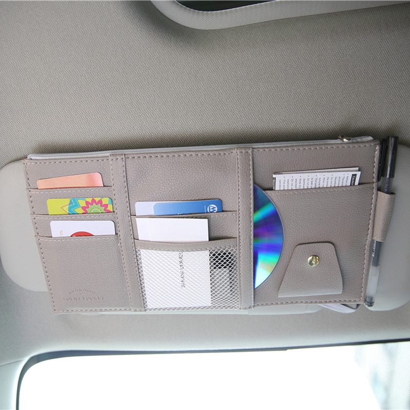 Car-mounted visor housing cover for mobile phone CD bag glasses set up hanging bag multi-position car driver's license holder