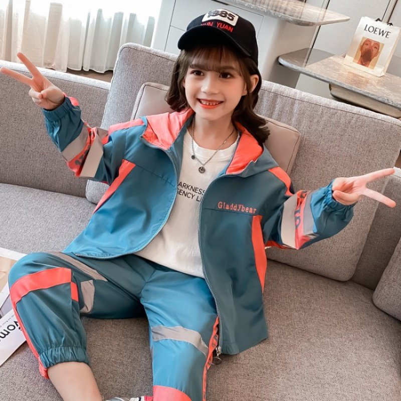 Net red girls' spring set new spring and autumn wear 10 middle child big boy sports 12-year-old girl foreign air elementary school student