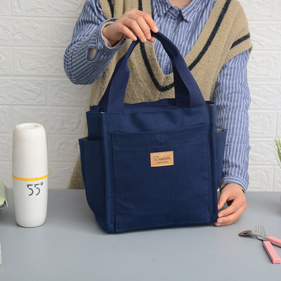 Japanese-style large-capacity canvas portable mommy bag mother and baby bag baby go out milk powder bag to work hand carry lunch bag bag