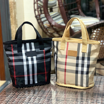 New waterproof plaid handheld mommy bag out of pocket handy handbag for work hand carrying cloth bag lunch bag