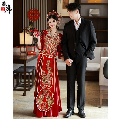 Традиционный свадебный наряд Сюхэ, свадебное платье, демисезонное вечернее платье, коллекция 2023, осенний сезон