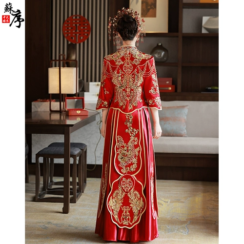 Традиционный свадебный наряд Сюхэ, свадебное платье, демисезонное вечернее платье, коллекция 2023, осенний сезон