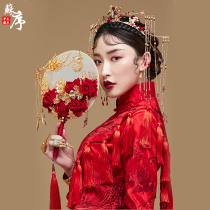 Chinese bride hand bouquet fan Ancient style photo photo Xiuhe clothing Malay coat accessories Wedding gift Eternal flower fan