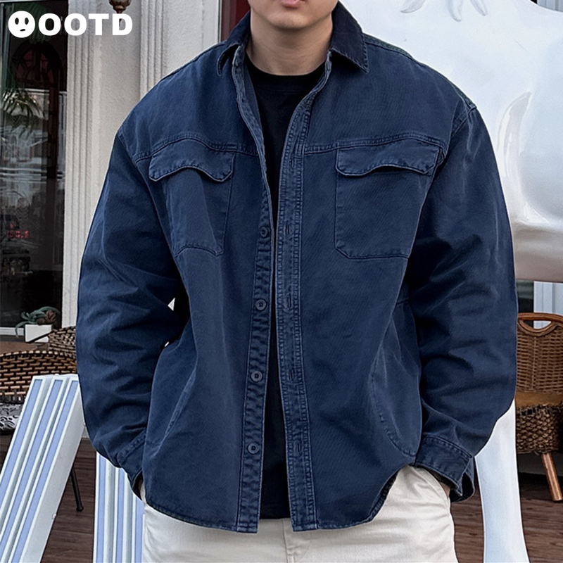 Distressed Heavy Denim Workwear Detroit Jacket for Men, Spring and Autumn Style, American Loose Fit, Versatile Washed Jacket, Plus Size Trendy