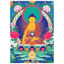 Hand-painted Buddha portrait Sakyamuni Thangka Sakyamuni Buddha statue decorative hanging painting photo paper double-sided plastic seal