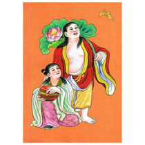 Hand-painted portrait of the two saints of harmony emotional couple master bedroom bedside wedding room auspicious decorative painting table setting photo paper plastic packaging