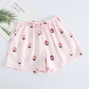 Quần short nữ ngủ thoải mái quần cotton nữ đôi gạc thoáng khí hoa tươi năm điểm quần ngủ mùa hè cotton mỏng - Quần tây