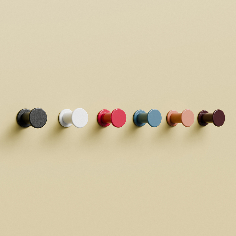 Dopamine Hook Wall-Mounted Creative Round Single Hook in Red, Blue, White, and Black with a High-End, Light Luxury Feel, Strong Aluminum Alloy Hook
