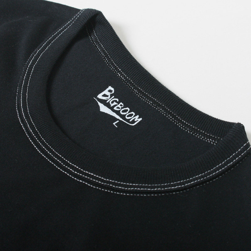BIGBOOM重磅厚实三本针明线拼接双层螺口圆领纯色T恤短袖男女