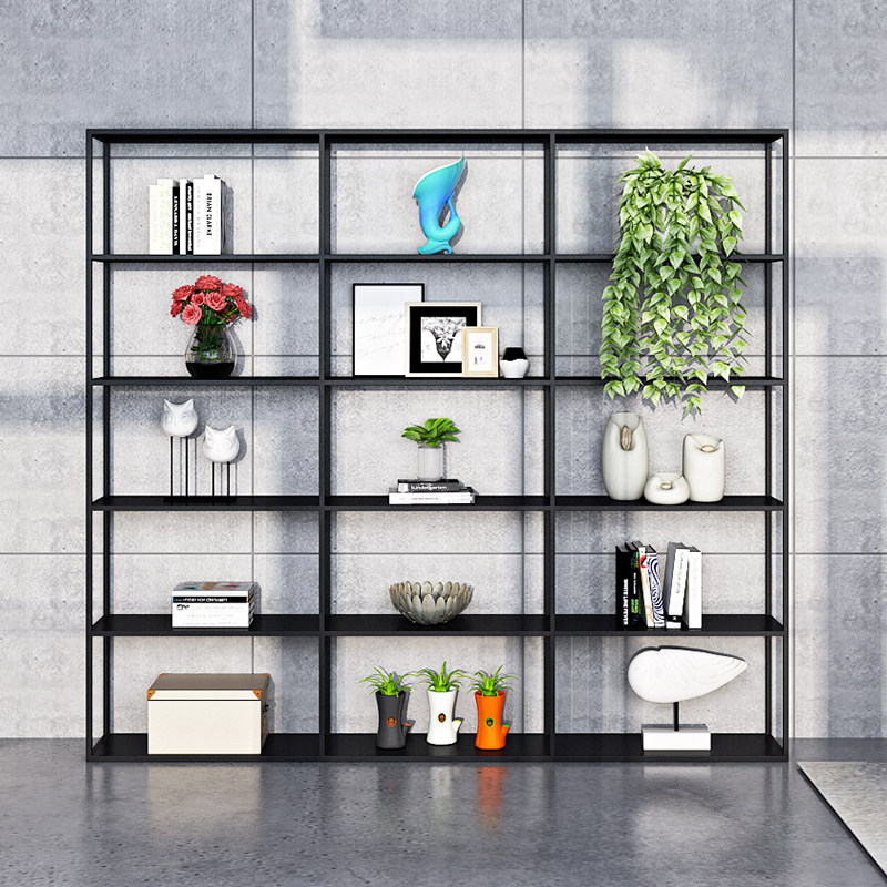 Wrought iron bookshelf light luxury office partition rack Nordic creative living room display rack porch decoration rack multi-layer