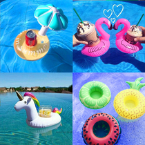 Inflatable Flamingo PINEAPPLE Unicorn floating cup HOLDER Drink cup sitting mobile phone seat Swimming pool water play water toy