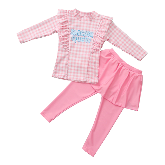 Young-sleeved girls split long-sleeved trousers skirt-style swimsuit