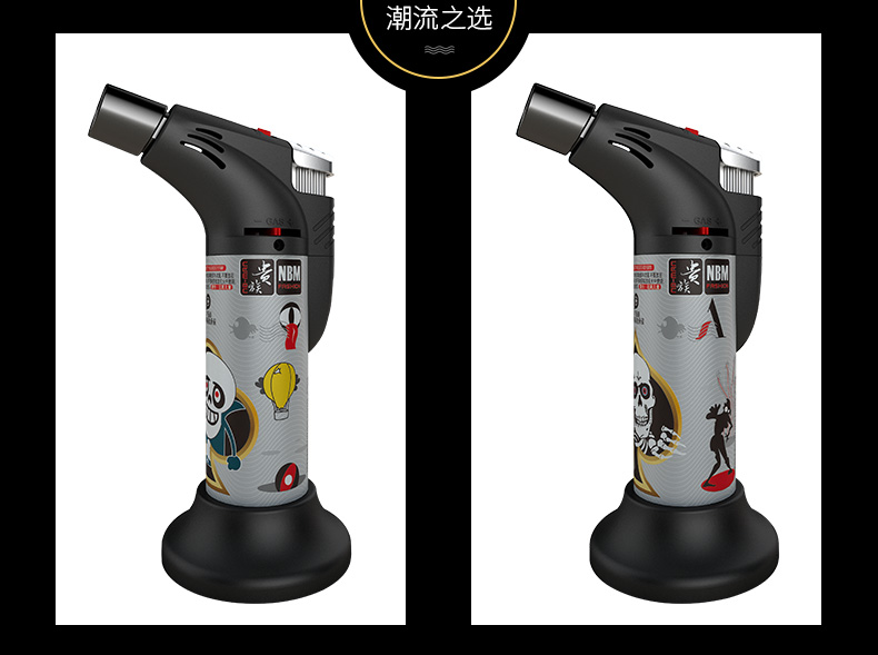 Quý tộc gió nhẹ nhẹ bơm hơi ngọn lửa đánh lửa sáng tạo súng phun moxib Fir điểm thơm nướng nhiệt độ cao thẳng ngọn lửa màu xanh - Bật lửa bật lửa độc