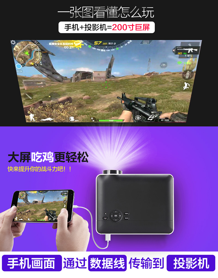 Máy chiếu văn phòng 3D HD điện thoại di động máy chiếu gia đình không dây wifi siêu nhỏ rạp hát gia đình 1080P Android không có màn hình TV mini phòng ngủ cọ oppo apple Huawei vivo