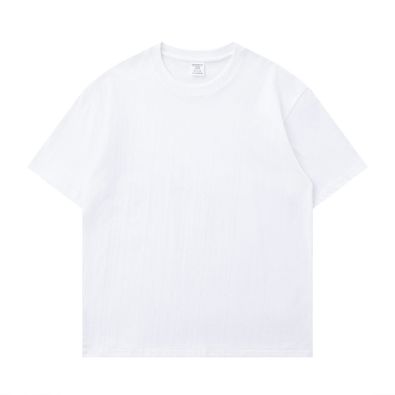 Xinjiang cotton 300g heavyweight short-sleeved T-shirt pure white opaque male and female couple loose half-sleeved round neck bottoming shirt trendy