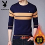 Playboy mùa đông nam thanh niên cổ tròn áo thun dài tay nam cộng với áo len dệt kim dày shirt versace