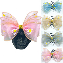 Girls big bow daisy flowers hair hairclip Korean gong zhu feng headdress children pan fa qi hair net