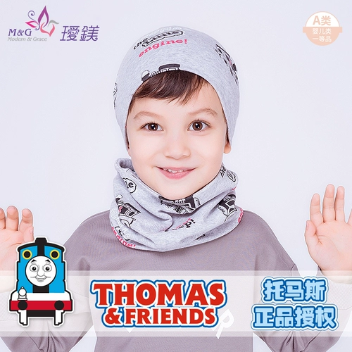 Детская демисезонная хлопковая уличная шапка, удерживающий тепло трикотажный шарф, комплект, 2-7 лет