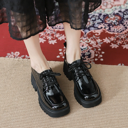 Лоферы, весенняя обувь в английском стиле на платформе для кожаной обуви, из натуральной кожи, в британском стиле