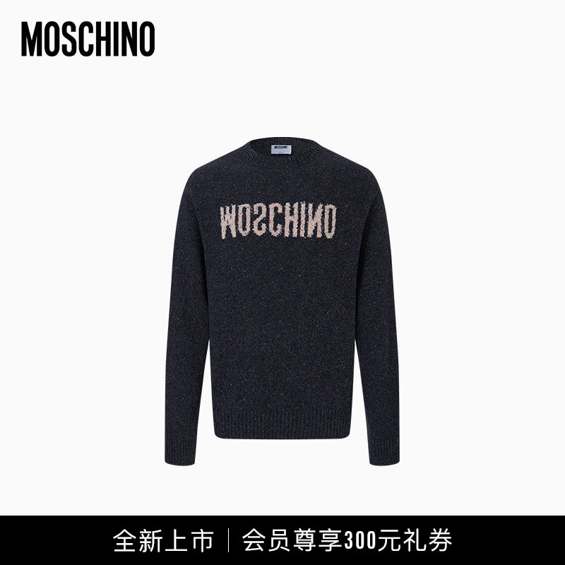 [Newly Launched] Moschino/Moschino 26 Autumn and Winter Men's Round Neck Drop Shoulder Long-Sleeved Knitted Sweater