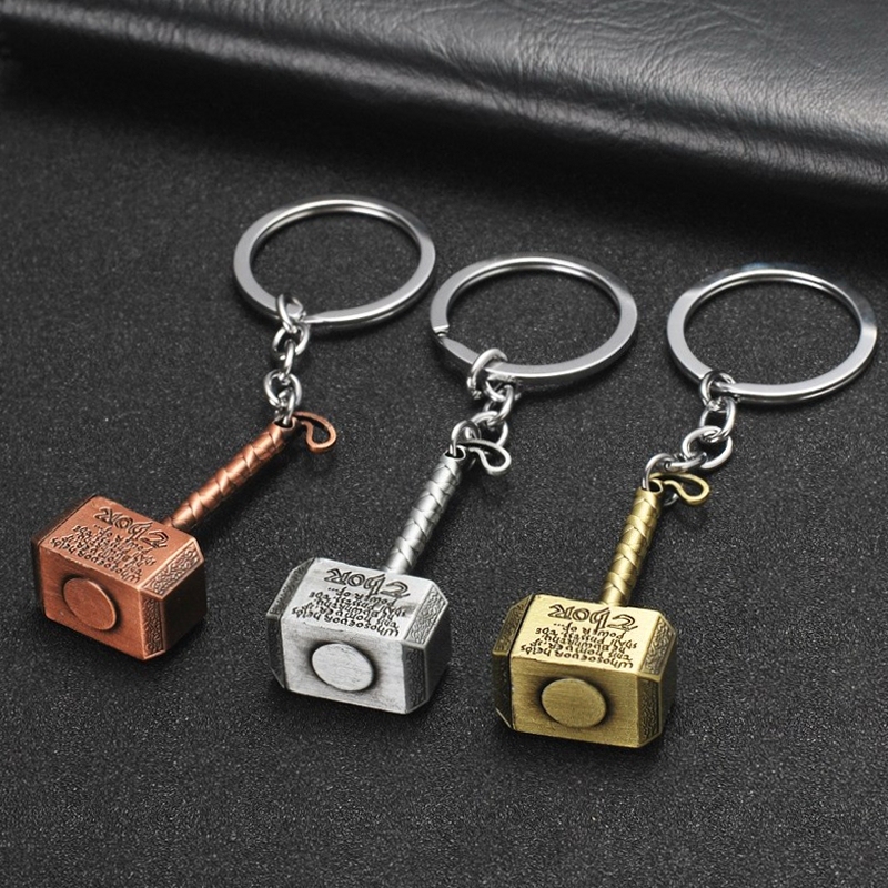 Solid Thor's Hammer Keychain Avengers Metal Hammer Car Keychain Bag Pendant Creative for Men and Women