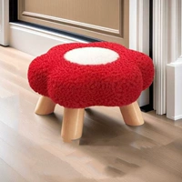 Табурет Red Flower [толстые ножки из цельного дерева/съемный и моющийся бархатный чехол на сиденье из ягненка]