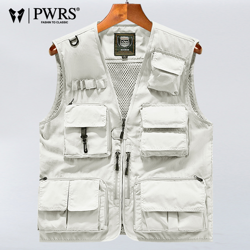 Men's Vest for Spring and Autumn, Multifunctional Outdoor Hiking, Photography, Fishing, Sports Workwear Vest, New Summer Style, Large Size Vest