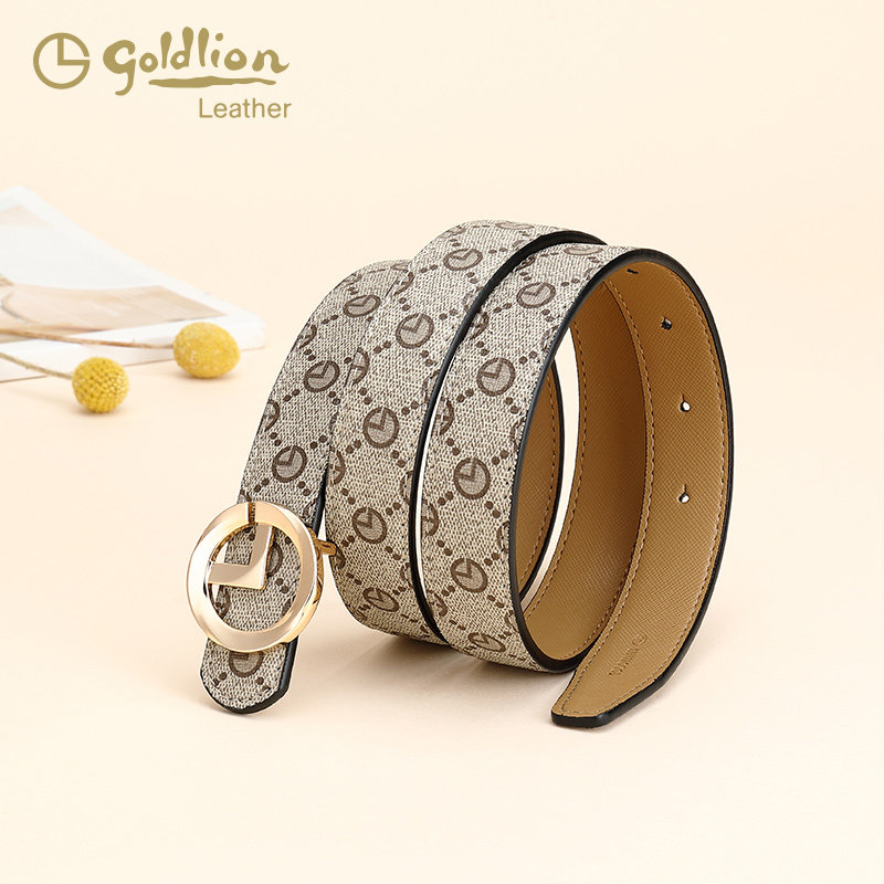 Goldlion 2022 new women's belt simple fashion thin women's smooth buckle pants belt temperament belt