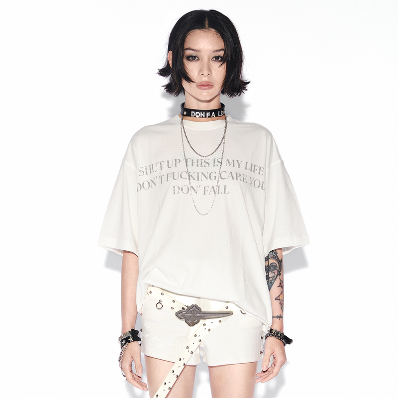 Donfall Band Series Slogan Short-Sleeved T-Shirt, New Autumn Style, American Retro Personalized Letter Print Top, Trendy Donfall Band Series Slogan Short-Sleeved T-Shirt, New Autumn Style, American Retro Personalized Letter Print Top, Trendy