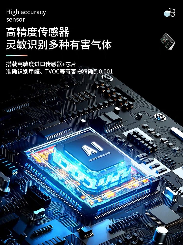 Rechargeable Air Quality Detector Pm2.5 Multifunctional for Postpartum Care Center, Home Indoor Formaldehyde and Carbon Dioxide