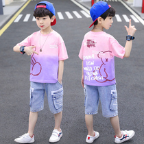 Childrens clothes boy summer clothing suit 2022 new summer handsome young boy thin short sleeve clothes damp