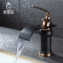 Black faucet toilet basin hot and cold washbasin all copper wash basin basin basin basin waterfall European style