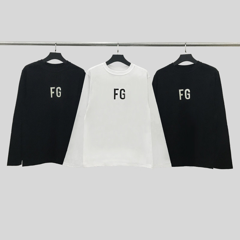 FOG FEAR OF GOD RICH FG LETTER SIXTH SEASON MAIN LINE TRENDY LOOSER LONG SLEEVE HIGH STREET TIDE CARD T-SHIRT MAN