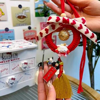 Handmade Rope Weaving DIY Golden Broom Pendant Material Kit, Year of the Dragon Self-Made Car Hanging Ornament, Gift for Dad or Boyfriend for New Year