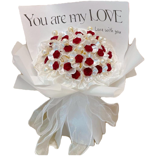 Handmade DIY Rose Bouquet Material Kit, Everlasting Immortal Artificial Flowers, Gift for Girlfriend on Valentine's Day 520