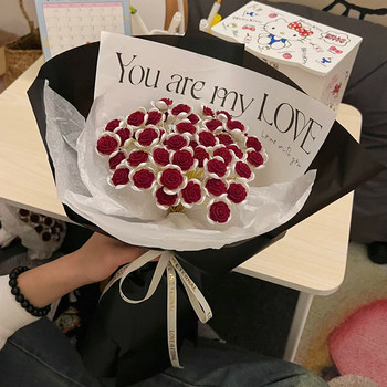 Artificial Flower Bouquet DIY Handmade Velvet Rose Material Kit Eternal Flower Gift for Couples 520 Valentine's Day Gift for Girlfriend