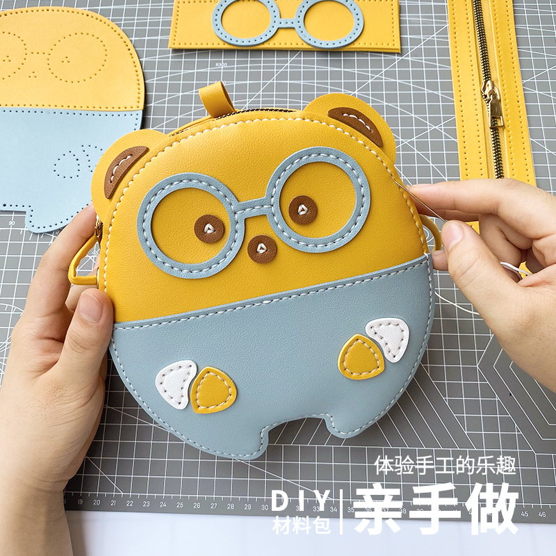 DIY Handmade Woven Bag, Hand-Sewn Material Kit, Gift for Girlfriend, Cute Cartoon Shoulder Bag, Single Shoulder Bag, Double Shoulder Bag
