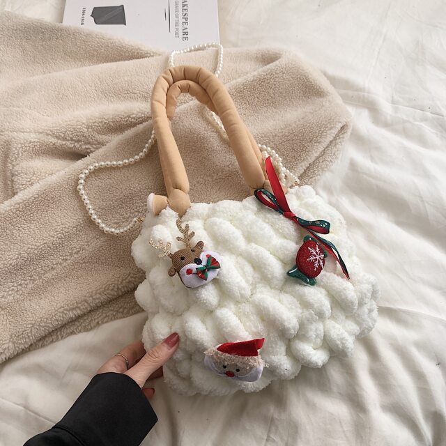 Christmas Marshmallow Cloud Bag Handmade Knitted Bag LAOSHU Strawberry Bear DIY Material Kit Gift for Girlfriend