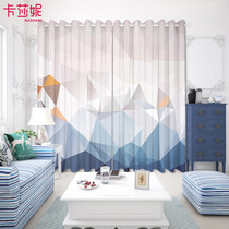 Personality custom modern abstract impression style geometric pattern bedroom living room study curtain fabric yarn semi-full shading